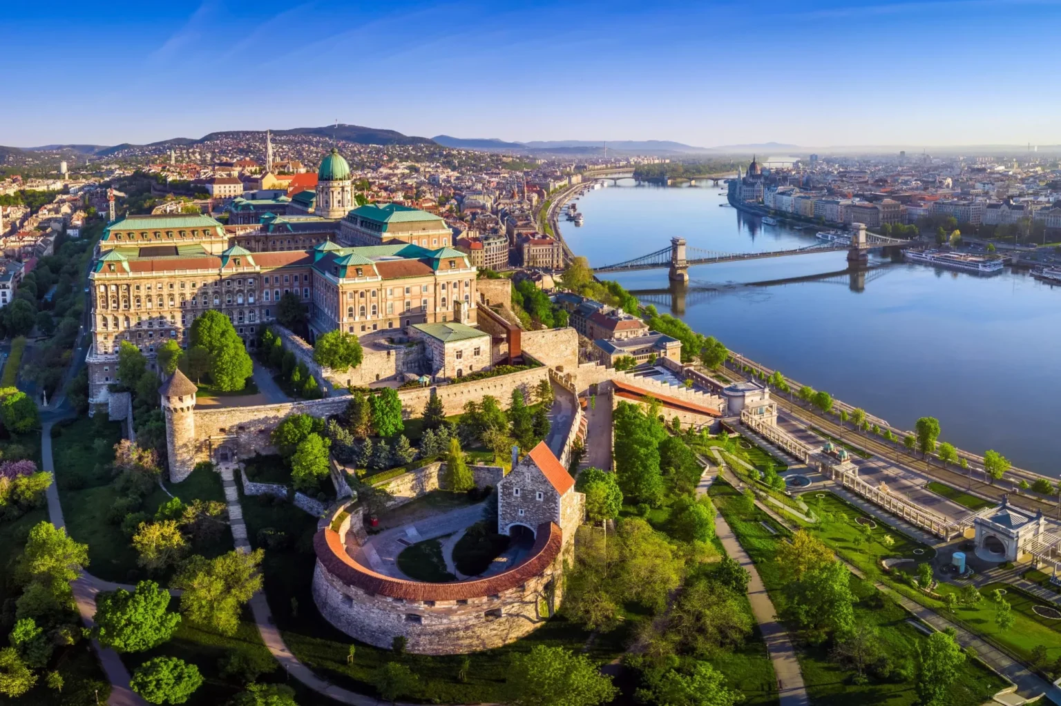 Buda Castle and the Chain Bridge in Budapest