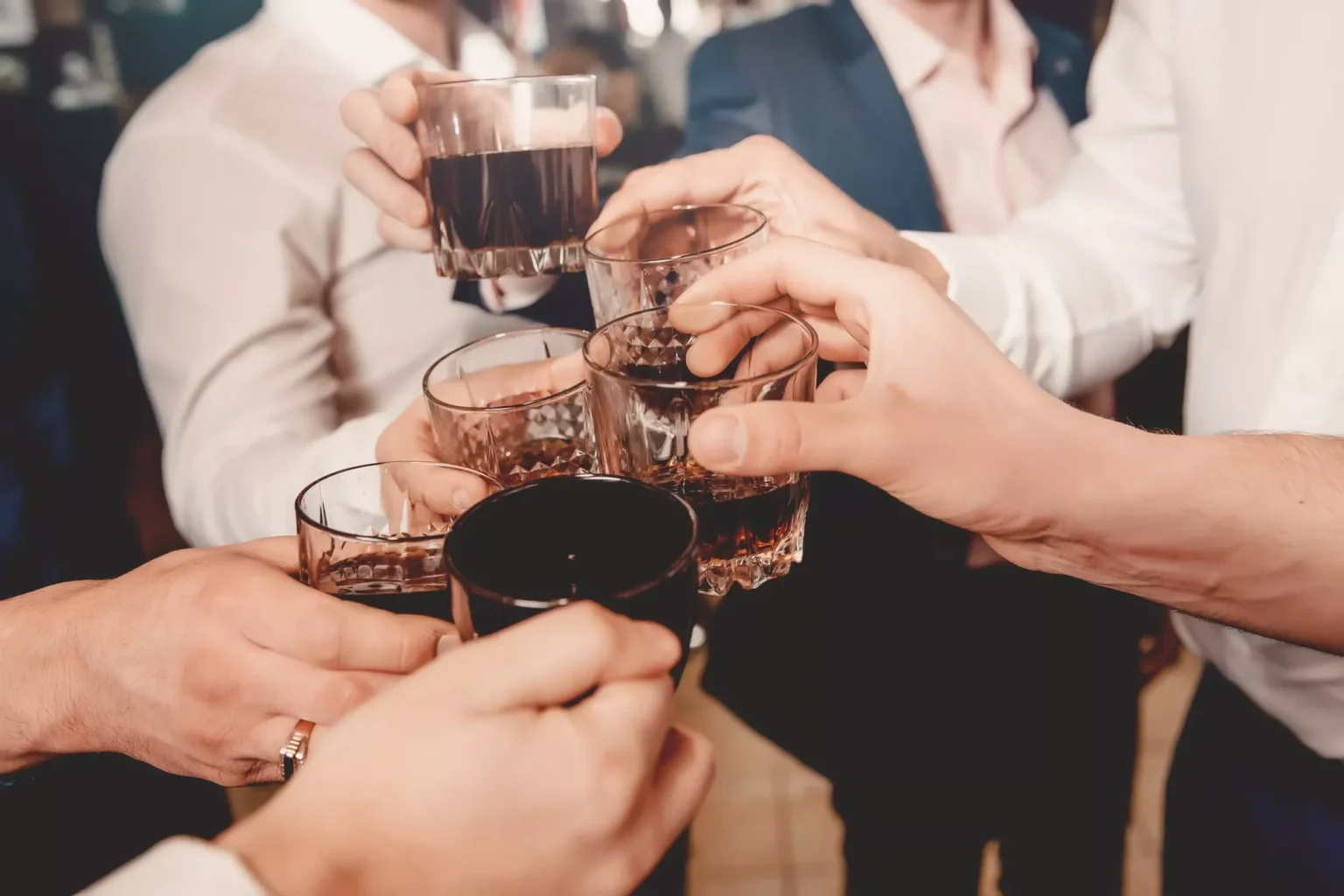 A stag group toasting in Budapest