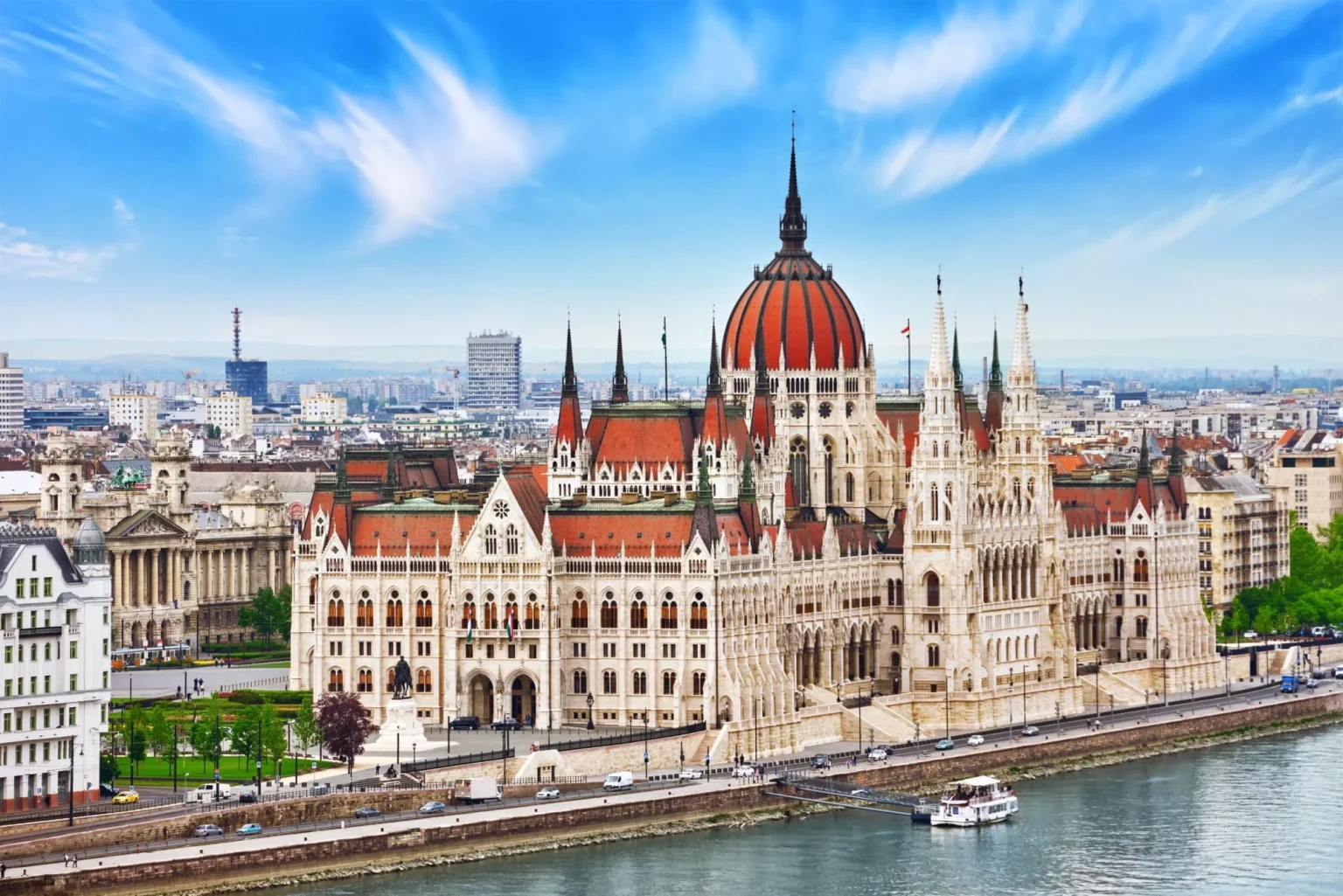 The Hungarian Parliament on the Danube in Budapest