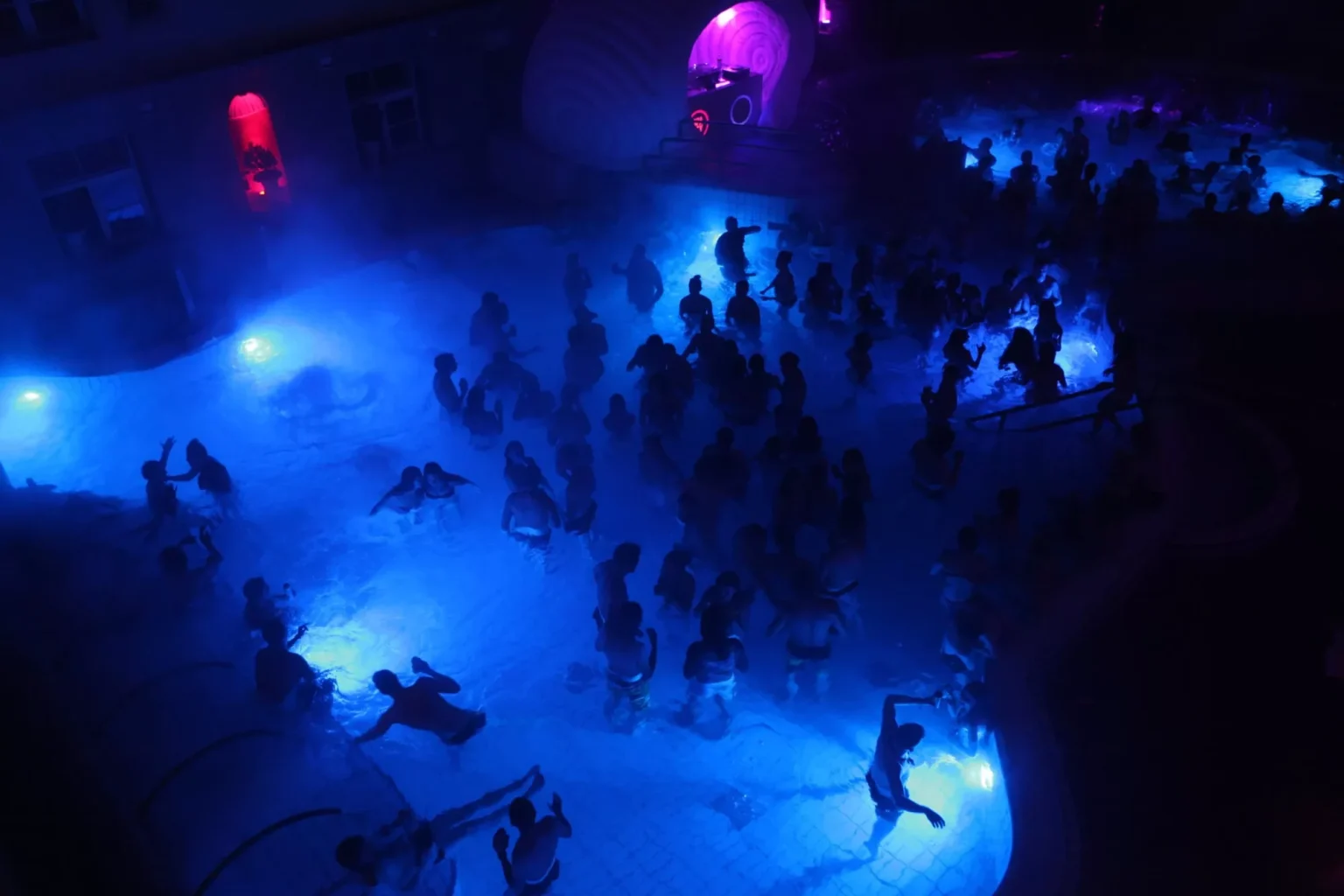 A night party in a thermal bath in Budapest