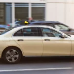 german taxi cab speeding in the city